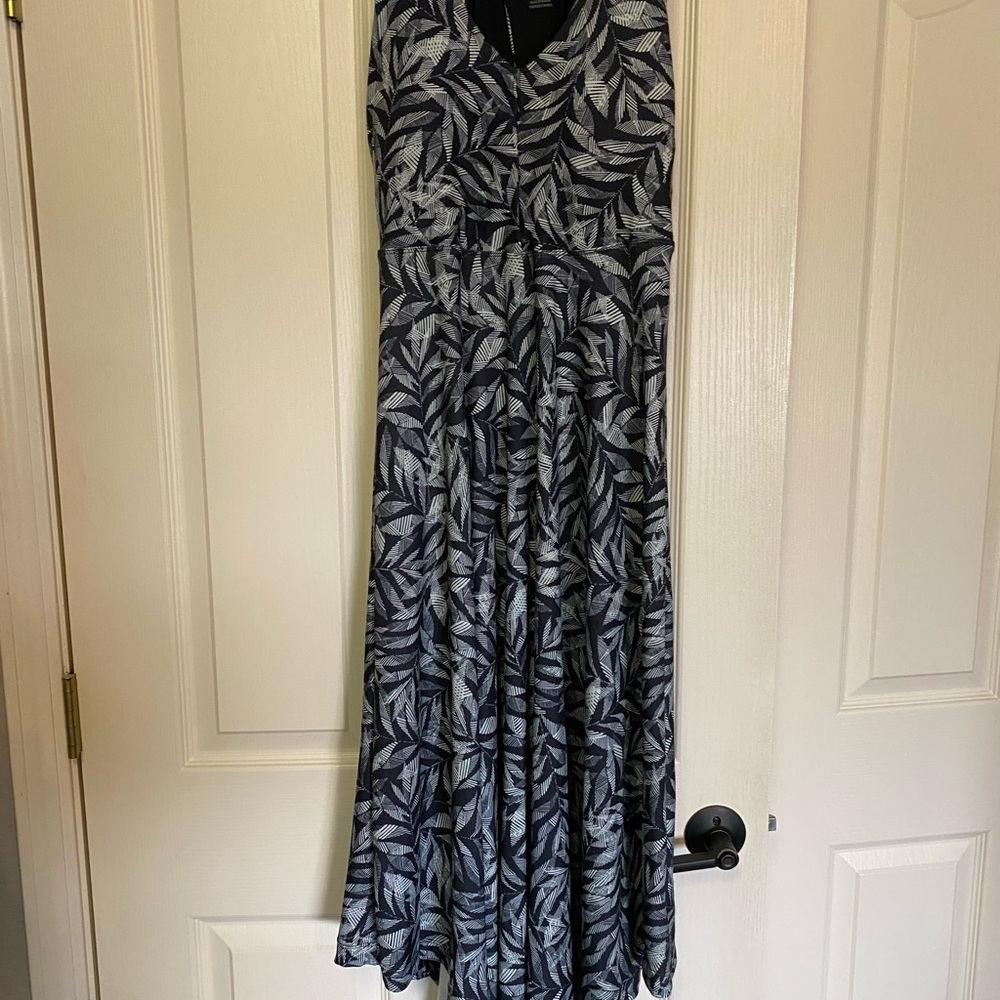 Prana Leaf Print Maxi Dress - Black and White